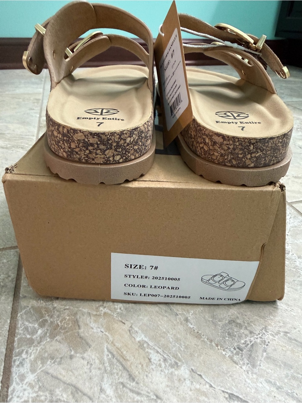 Leopard Print Double Buckle Slide Platform Sandals - Women’s Size 7 - Picture 7 of 10